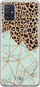 Casimoda Samsung Galaxy A51 siliconen hoesje - Luipaard marmer mint Bruin/beige, Mint