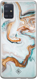 Casimoda Samsung Galaxy A51 siliconen hoesje - Marmer blauw goud Blauw, Goudkleurig