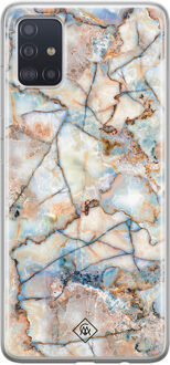 Casimoda Samsung Galaxy A51 siliconen hoesje - Marmer bruin blauw Bruin/beige, Blauw