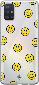 Casimoda Samsung Galaxy A51 siliconen hoesje - Smileys Geel, Transparant