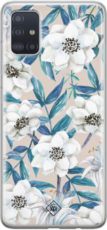 Casimoda Samsung Galaxy A51 siliconen hoesje - Touch of flowers Blauw