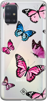 Casimoda Samsung Galaxy A51 siliconen hoesje - Vlinders roze Roze, Transparant