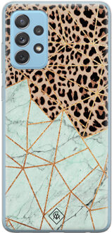 Casimoda Samsung Galaxy A52 (5G) siliconen hoesje - Luipaard marmer mint Bruin/beige, Mint