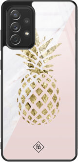 Casimoda Samsung Galaxy A52 glazen hardcase - Ananas Roze
