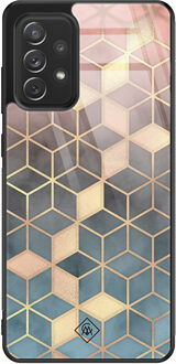 Casimoda Samsung Galaxy A52 glazen hardcase - Cubes art Multi