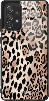 Casimoda Samsung Galaxy A52 glazen hardcase - Golden wildcat Bruin/beige