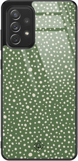 Casimoda Samsung Galaxy A52 glazen hardcase - Green dots Groen