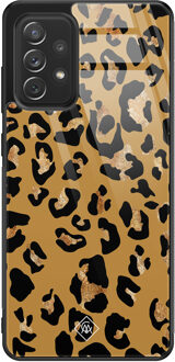 Casimoda Samsung Galaxy A52 glazen hardcase - Jungle wildcat Bruin/beige