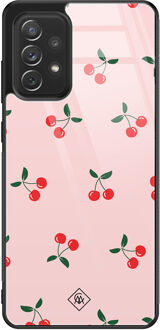 Casimoda Samsung Galaxy A52 glazen hardcase - Kersjes Roze