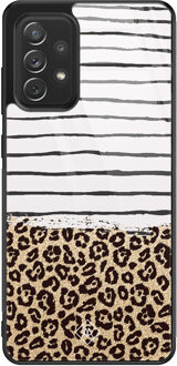 Casimoda Samsung Galaxy A52 glazen hardcase - Leopard lines Bruin/beige