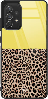Casimoda Samsung Galaxy A52 glazen hardcase - Luipaard geel