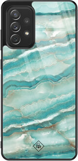 Casimoda Samsung Galaxy A52 glazen hardcase - Marmer azuurblauw