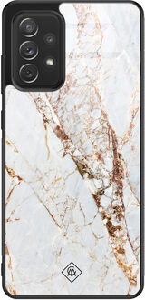Casimoda Samsung Galaxy A52 glazen hardcase - Marmer goud Goudkleurig