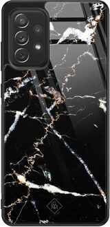 Casimoda Samsung Galaxy A52 glazen hardcase - Marmer zwart