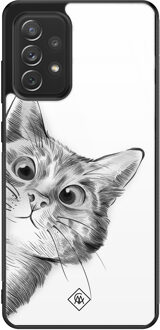Casimoda Samsung Galaxy A52 glazen hardcase - Peekaboo Wit