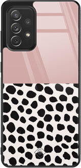 Casimoda Samsung Galaxy A52 glazen hardcase - Pink dots Roze