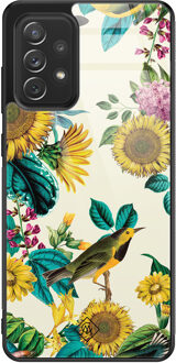 Casimoda Samsung Galaxy A52 glazen hardcase - Sunflowers Geel