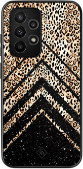 Casimoda Samsung Galaxy A52 hoesje - Chevron luipaard Zwart, Bruin/beige