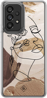 Casimoda Samsung Galaxy A52 hybride hoesje - Abstract gezicht bruin Bruin/beige