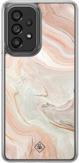 Casimoda Samsung Galaxy A52 hybride hoesje - Marmer waves Bruin/beige