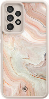Casimoda Samsung Galaxy A52(s) beige case - Marmer waves Bruin/beige