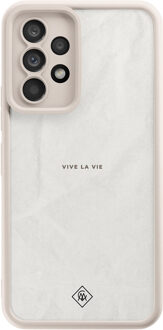 Casimoda Samsung Galaxy A52(s) beige case - Vive la vie Grijs/zilverkleurig