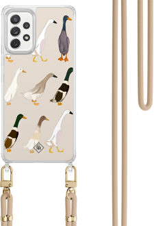 Casimoda Samsung Galaxy A52(s) hoesje met beige koord - Duck life Bruin/beige