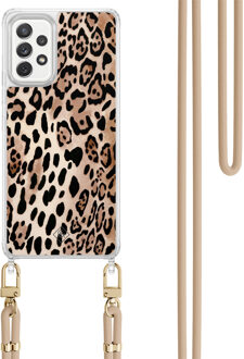 Casimoda Samsung Galaxy A52(s) hoesje met beige koord - Golden wildcat Bruin/beige