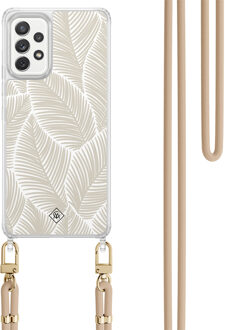 Casimoda Samsung Galaxy A52(s) hoesje met beige koord - Palm leaves beige Bruin/beige