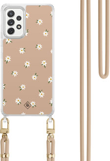 Casimoda Samsung Galaxy A52(s) hoesje met beige koord - Sweet daisies Bruin/beige