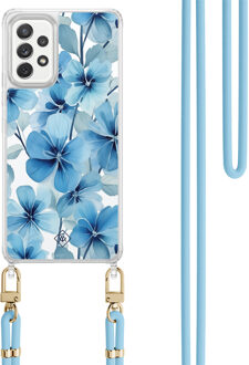 Casimoda Samsung Galaxy A52(s) hoesje met blauw koord - Indigo gardens