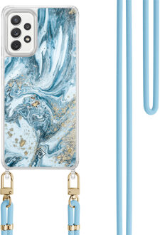 Casimoda Samsung Galaxy A52(s) hoesje met blauw koord - Marble sea