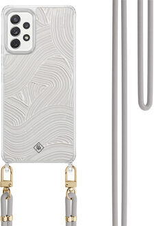 Casimoda Samsung Galaxy A52(s) hoesje met grijs koord - Abstract waves Grijs/zilverkleurig