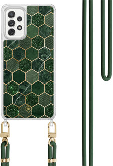 Casimoda Samsung Galaxy A52(s) hoesje met groen koord - Kubus groen