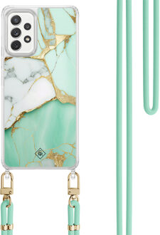 Casimoda Samsung Galaxy A52(s) hoesje met mint koord - Marmer mintgroen