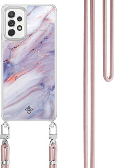 Casimoda Samsung Galaxy A52(s) hoesje met rosegoud koord - Marmer paars