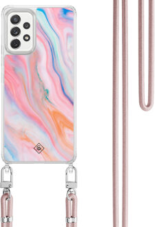 Casimoda Samsung Galaxy A52(s) hoesje met rosegoud koord - Pink glam Roze