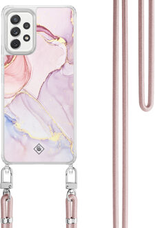 Casimoda Samsung Galaxy A52(s) hoesje met rosegoud koord - Purple sky Paars