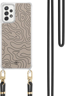 Casimoda Samsung Galaxy A52(s) hoesje met zwart koord - Abstract lines Bruin/beige