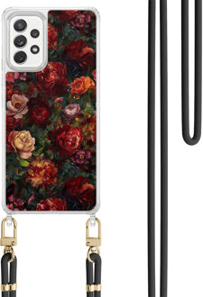Casimoda Samsung Galaxy A52(s) hoesje met zwart koord - Floral red garden Rood