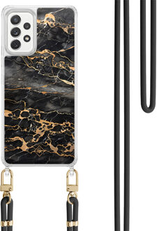 Casimoda Samsung Galaxy A52(s) hoesje met zwart koord - Marmer grijs brons