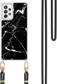 Casimoda Samsung Galaxy A52(s) hoesje met zwart koord - Marmer zwart