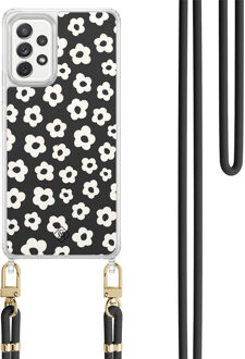 Casimoda Samsung Galaxy A52(s) hoesje met zwart koord - Retro bloempjes