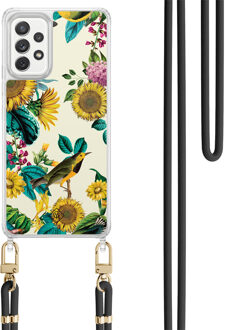 Casimoda Samsung Galaxy A52(s) hoesje met zwart koord - Sunflowers Geel, Multi