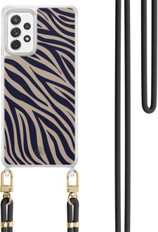 Casimoda Samsung Galaxy A52(s) hoesje met zwart koord - Wavy twist Blauw