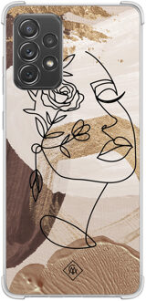 Casimoda Samsung Galaxy A52(s) shockproof hoesje - Abstract gezicht bruin Bruin/beige