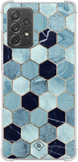 Casimoda Samsung Galaxy A52(s) shockproof hoesje - Blue cubes Blauw
