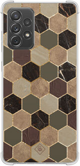 Casimoda Samsung Galaxy A52(s) shockproof hoesje - Kubus groen bruin Bruin/beige