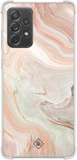 Casimoda Samsung Galaxy A52(s) shockproof hoesje - Marmer waves Bruin/beige