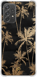 Casimoda Samsung Galaxy A52(s) shockproof hoesje - Palmbomen Zwart, Goudkleurig
